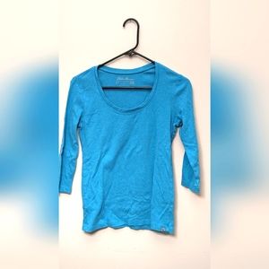 Eddie Bauer Turquoise 3/4 Sleeve Shirt - Petite Medium - Good Condition